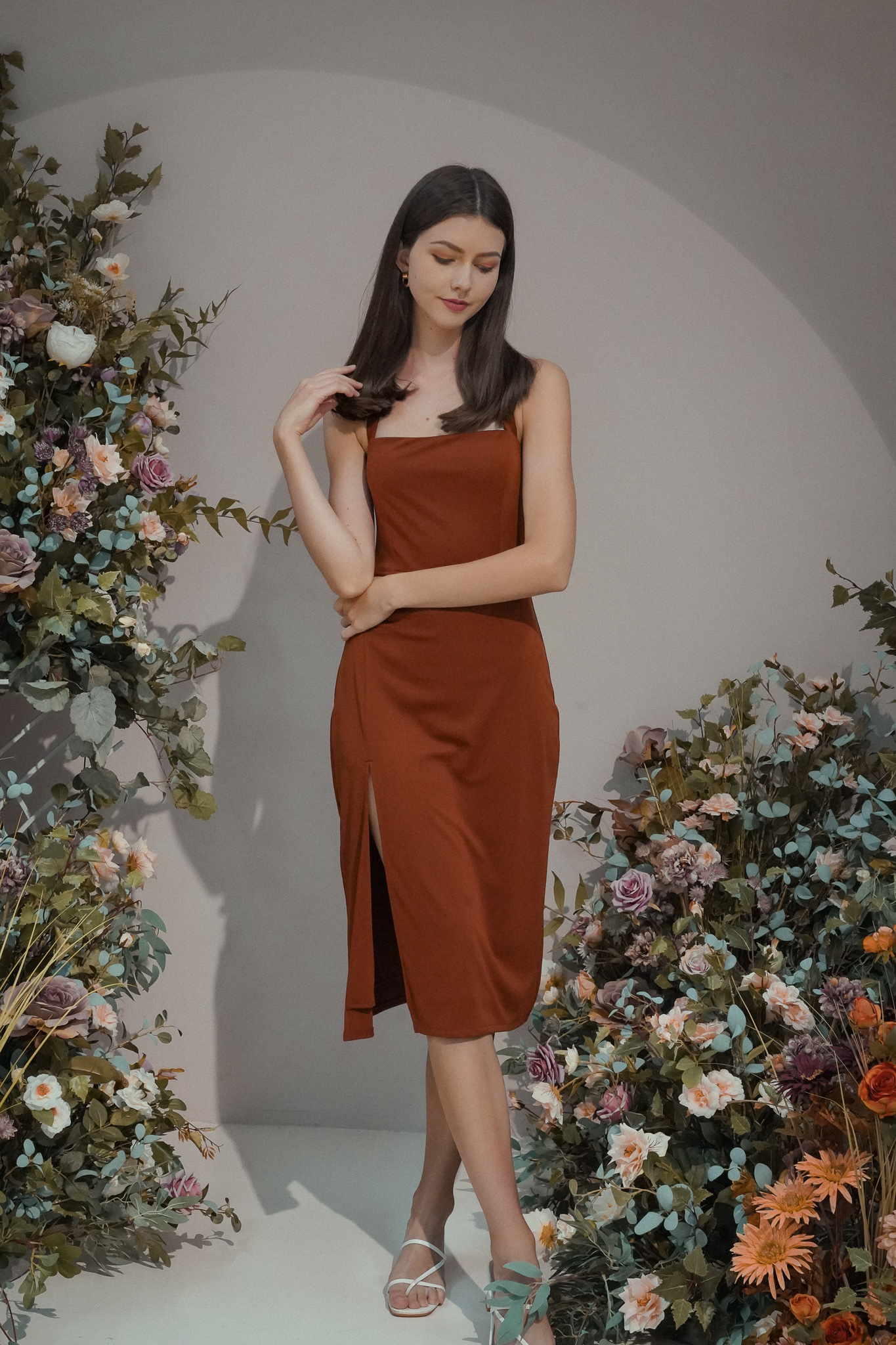 going out halter dress Glossy halter maxi dress – Line & Dot main image 0
