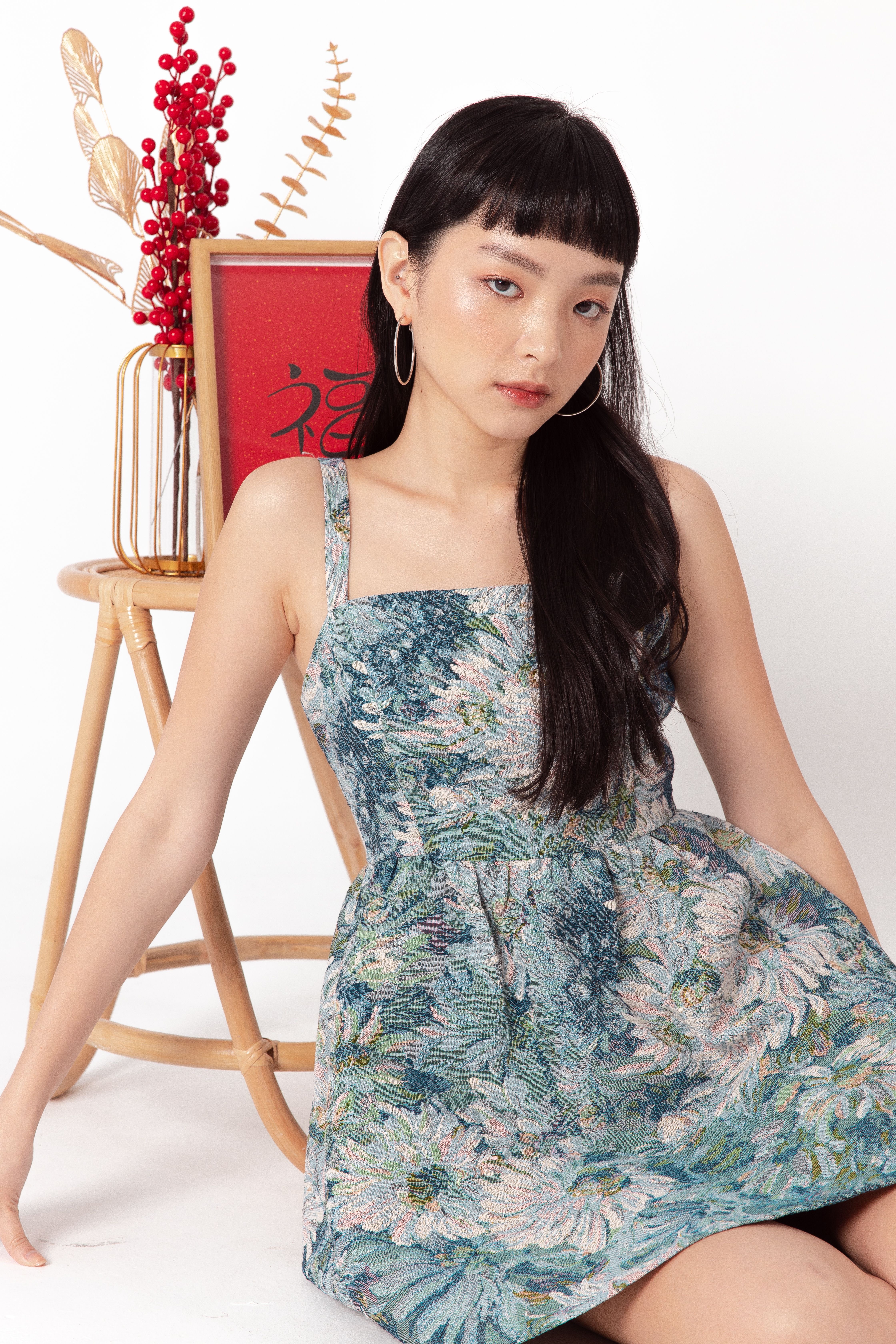 dusty blue skater dress Dusty Blue Ruffle Midi Dress - Wedding Guest Dress